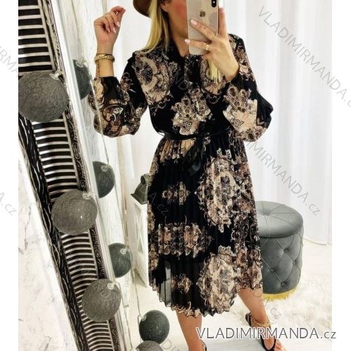 Šaty elegantný dlhý rukáv dámske (S/M ONE SIZE) TALIANSKA MÓDA IMWA218163