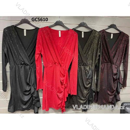 Šaty elegantný dlhý rukáv dámske (S/M ONE SIZE) TALIANSKA MÓDA IMWG21GC5610