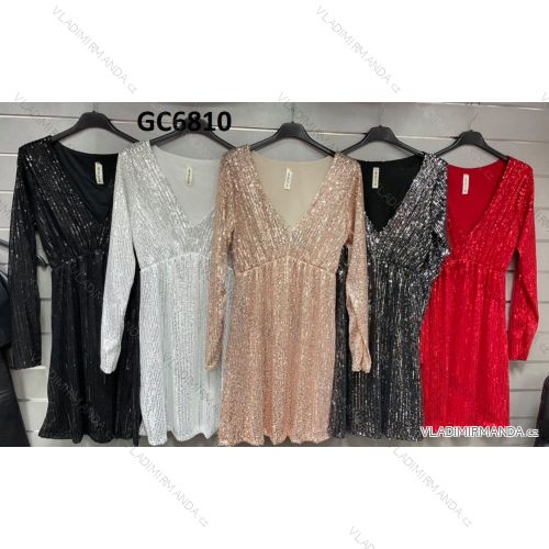 Šaty elegantný dlhý rukáv dámske (S/M ONE SIZE) TALIANSKA MÓDA IMWG21GC6810