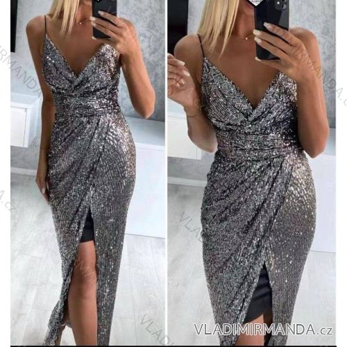 Šaty elegantné dlhé na ramienka dámske (S/M ONE SIZE) TALIANSKA MÓDA IMWG21GC7010