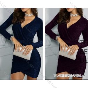 Šaty elegantné spoločenské trblietavé dlhý rukáv dámske (S/M ONE SIZE) TALIANSKA MÓDA IMWD8225