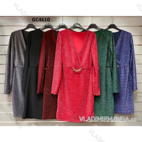 Šaty elegantný dlhý rukáv dámske (S/M ONE SIZE) TALIANSKA MÓDA IMWG21GC4610/02