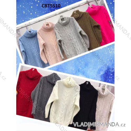 Šaty/sveter pletené s rolákom dlhý rukáv dámske (S/M ONE SIZE) TALIANSKA MÓDA IMWC21CBT5510