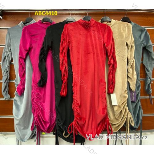 Šaty zamatové dlhý rukáv dámske (S/M ONE SIZE) TALIANSKA MÓDA IMWA218291