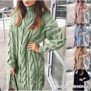 Šaty pletené s rolákom dlhý rukáv dámske (S/M ONE SIZE) TALIANSKA MÓDA IMWY218383