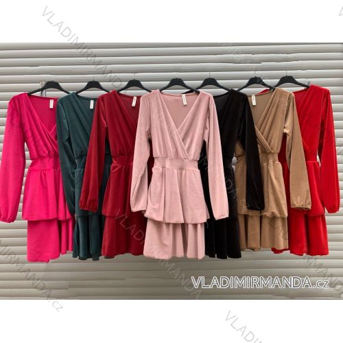Šaty elegantný dlhý rukáv dámske (S/M ONE SIZE) TALIANSKA MÓDA IMWY218391