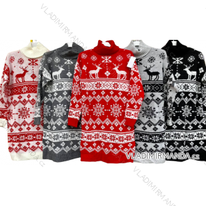 Šaty/sveter vianočné pletené s rolákom dlhý rukáv dámske (L/XL ONE SIZE) TALIANSKA MÓDA IMD212094