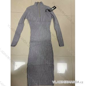 Šaty pletené s rolákom dlhý rukáv dámske (S/M ONE SIZE) TALIANSKA MÓDA IMM211637
