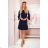 228-9 LUCY - riasené pohodlné šaty - Navy Blue