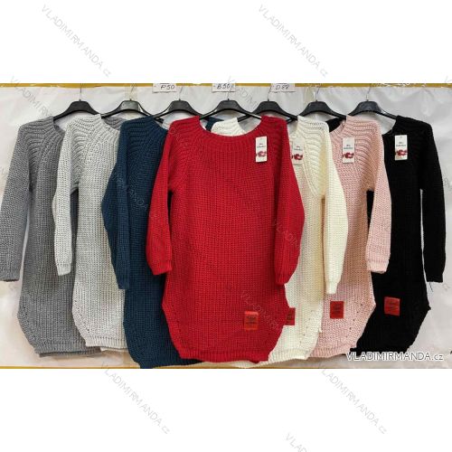 Sveter predĺžený pletený dlhý rukáv dámsky (M/L ONE SIZE) TALIANSKA MÓDA IM4212796