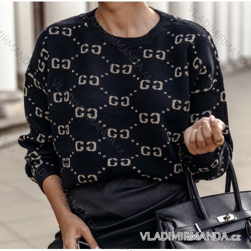 Svetr pletený dlouhý rukáv dámský nadrozměr (2XL/3XL ONE SIZE) ITALSKÁ MÓDA IMWK21684