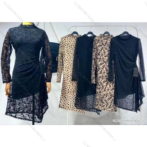 Šaty elegantní dlouhý rukáv dámské (S/M ONE SIZE) ITALSKÁ MÓDA IMM211696