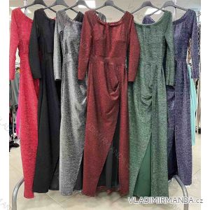 Šaty dlouhé společenské večerní dlouhý rukáv dámské (S/M ONE SIZE) ITALSKÁ MÓDA IMWA218405