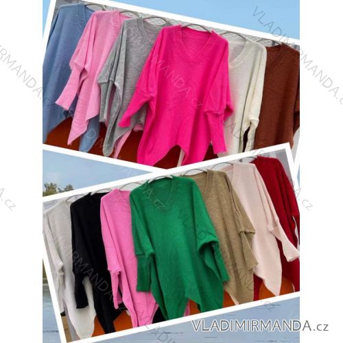 Svetr oversize pletený dlouhý rukáv dámský (L/XL ONE SIZE) ITALSKÁ MÓDA IMWM218410