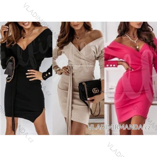 Šaty elegantné zamatové dlhý rukáv dámske (S/M ONE SIZE) TALIANSKA MÓDA IMWD218431