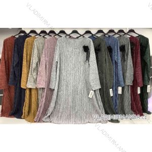 Šaty teplé dlouhý rukáv dámské (L/XL ONE SIZE) ITALSKÁ MÓDA IMWD218472