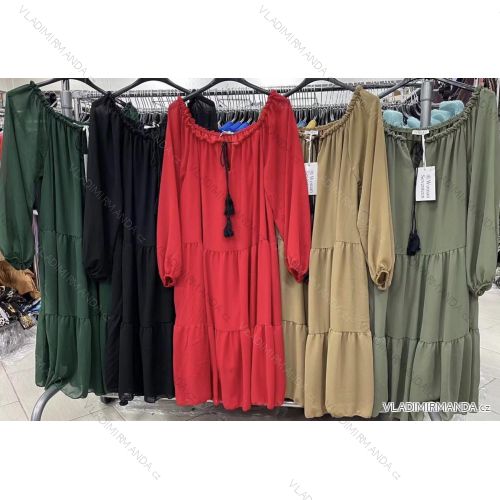 Šaty dlouhé dlouhý rukáv dámské (L/XL ONE SIZE) ITALSKÁ MÓDA IMWK218486
