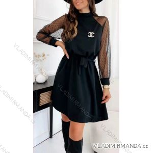 Šaty elegantní dlouhý rukáv dámská (S/M ONE SIZE) ITALSKÁ MÓDA IMWM218521