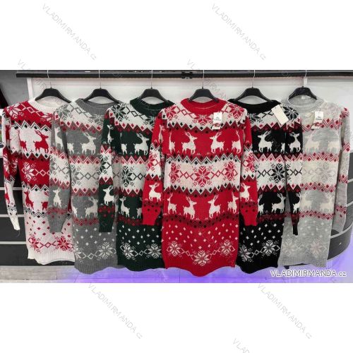 Šaty pletené vánoční dlouhý rukáv dámské (S/M ONE SIZE) ITALSKÁ MÓDA IMWD224014