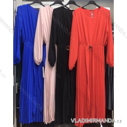 Šaty elegantní dlouhý rukáv dámské (S/M ONE SIZE) ITALSKÁ MÓDA IMWA218531