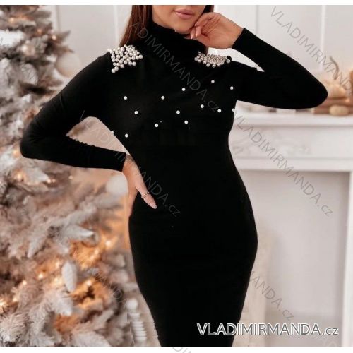 Šaty elegantní dlouhý rukáv dámské (S/M ONE SIZE) ITALSKÁ MÓDA IMWL21216