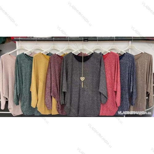 Tunika s přívěškem dlouhý rukáv dámská (L/XL ONE SIZE) ITALSKÁ MÓDA IMWD218545