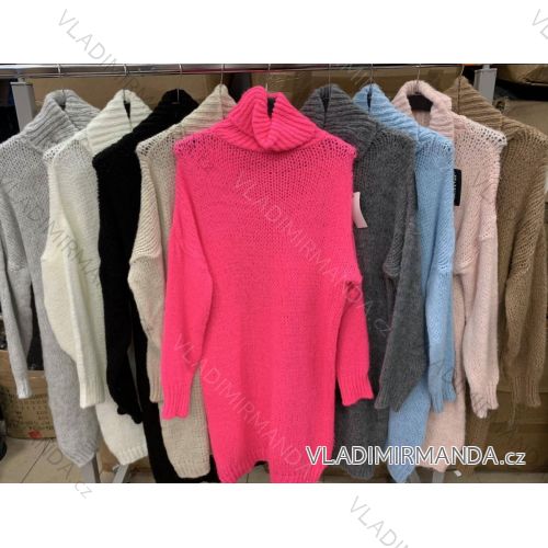 Šaty pletené s rolákom dlhý rukáv dámske (S/M ONE SIZE) TALIANSKA MÓDA IMWB218570