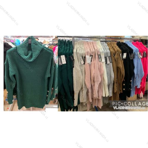 Šaty pletené s rolákom dlhý rukáv dámske (S/M ONE SIZE) TALIANSKA MÓDA IMWB218607