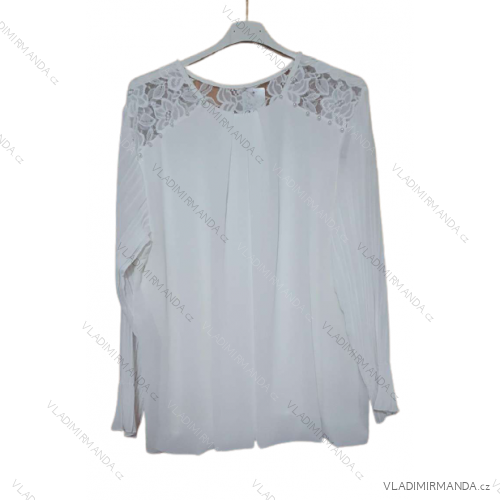 Tunika / blúzka dlhý rukáv dámska nadrozměr (3XL / 4XL ONE SIZE) TALIANSKÁ MÓDA IMWQ21216 biela