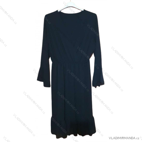 Šaty dlhý rukáv dámske nadrozmer (XL/2XL ONE SIZE) TALIANSKA MÓDA IMWQ21243 čierna xl/2xl one size