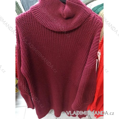 Šaty pletené s rolákem dlouhý rukáv dámské (S/M ONE SIZE) ITALSKÁ MÓDA IM721245