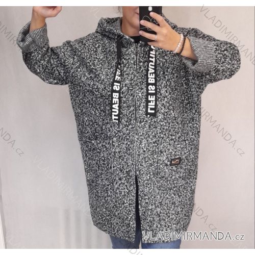 Kabát beránek dlouhý rukáv dámský (2xl/3xl  ONE SIZE) ITALSKÁ MÓDA IM421754