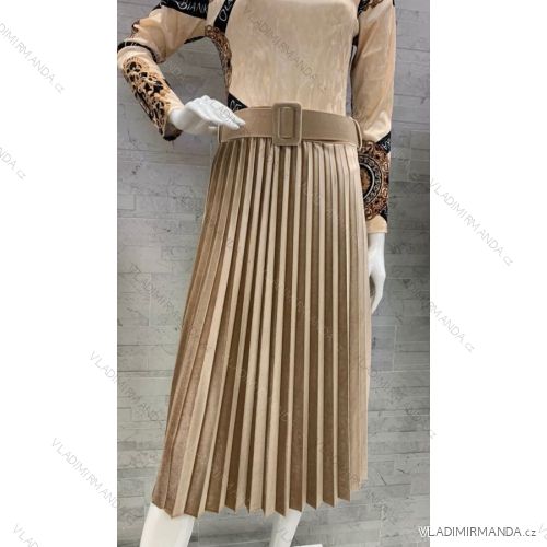 Sukňa dlhá skladaná dámske (S / M ONE SIZE) TALIANSKÁ MÓDA IMWM217822/DR tmavá zelená