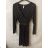 Šaty elegantný dlhý rukáv dámske (S/M ONE SIZE) TALIANSKA MÓDA IMWG21051/DR S/M čierna