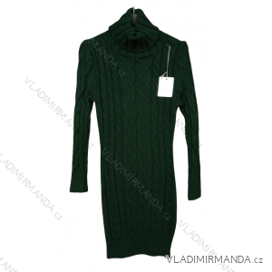 Šaty pletené s rolákom dlhý rukáv dámske (S/M ONE SIZE) TALIANSKA MÓDA IMM211661