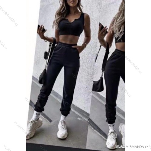 Tepláky teplé dlhé dámske (S / M ONE SIZE) TALIANSKÁ MÓDA IMWE21429 čierna S/M