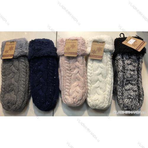 Rukavice zimní teplé pletené palčáky dámské (ONE SIZE) ORCHIDEJ ORC21120
