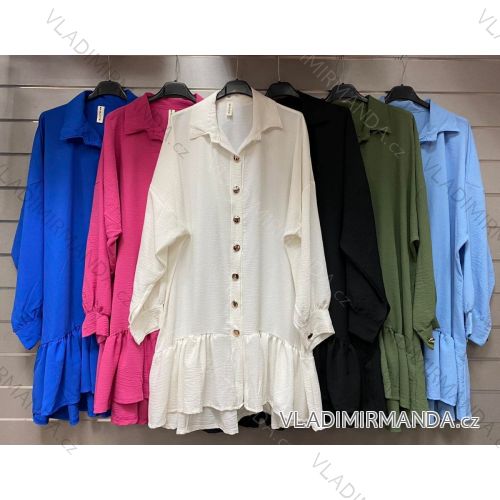 Šaty košeľové dlhý rukáv dámske (S/M ONE SIZE) TALIANSKA MÓDA IMWG22002