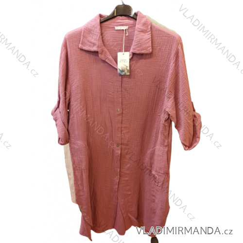 Košeľa dlhý rukáv dámska nadrozmer (2XL/3XL ONE SIZE) TALIANSKA MÓDA IM822002