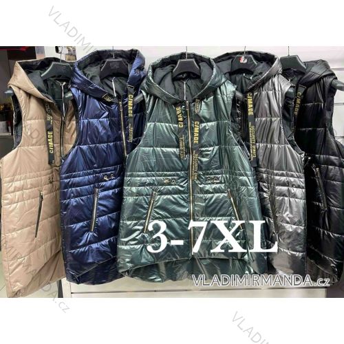 Vesta s kapucňou dámska nadrozmer (3XL-7XL) POLSKÁ MÓDA PMWK22138