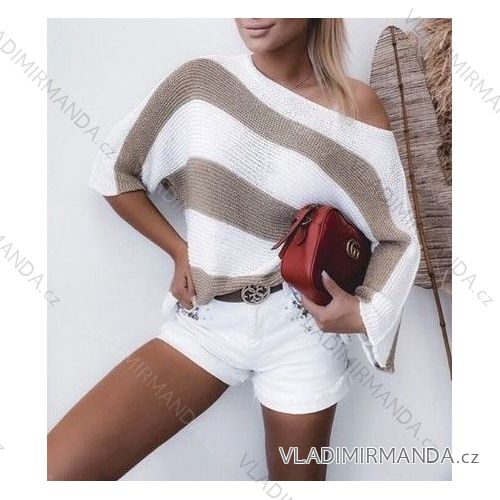Sveter tenký krátky rukáv dámsky (S/M ONE SIZE) TALIANSKA MÓDA IMWA22177