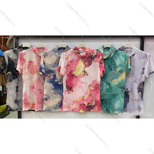 Tričko s rolákom krátky rukáv dámsky (S/M ONE SIZE) TALIANSKA MÓDA IMWE22211