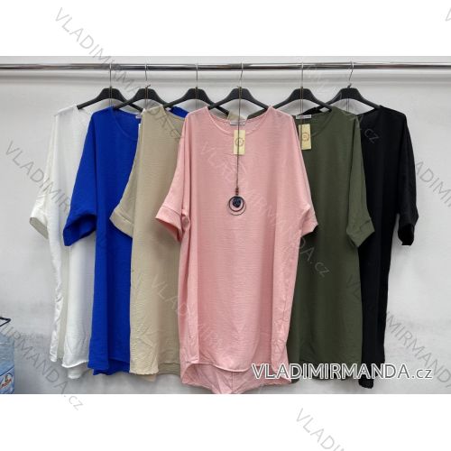 Tunika s príveskom krátky rukáv dámske (L/XL ONE SIZE) TALIANSKA MÓDA IMWC22267