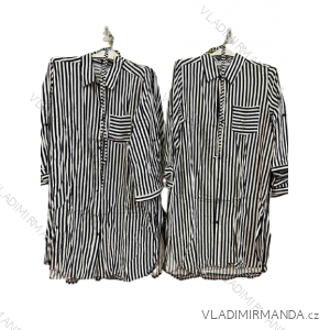 Šaty košeľové dlhý rukáv dámske prúžok (M-3XL) TALIANSKA MÓDA IM422267