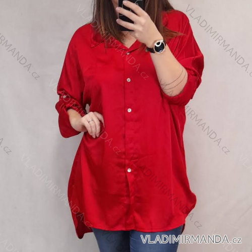 Košeľa oversize dlhý rukáv dámske (2XL/3XL ONE SIZE) TALIANSKA MÓDA IMWB22109 červená 2XL / 3XL ONE SIZE