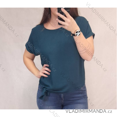 Tunika halenka krátký rukáv dámská (M/L ONE SIZE) ITALSKÁ MÓDA IMD21190/DR M / L petrolejová