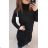 Šaty úpletové s rolákom dlhý rukáv dámske (XL/2XL ONE SIZE) TALIANSKA MÓDA IM4212748/DR XL/2XL čierna