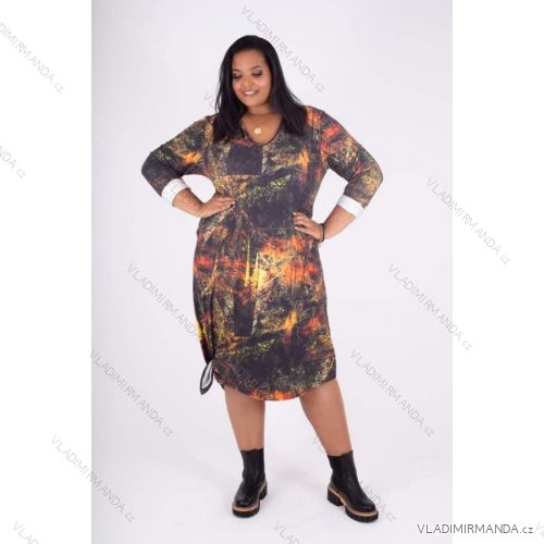 Šaty dlhý rukáv dámske nadrozmer (3XL) POSLKÁ MÓDA PMLE22003