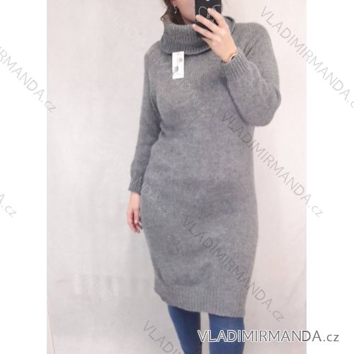 Šaty pletené dlhý rukáv dámsky nadrozměr (L /XL ONE SIZE) TALIANSKÁ MÓDA IM821033