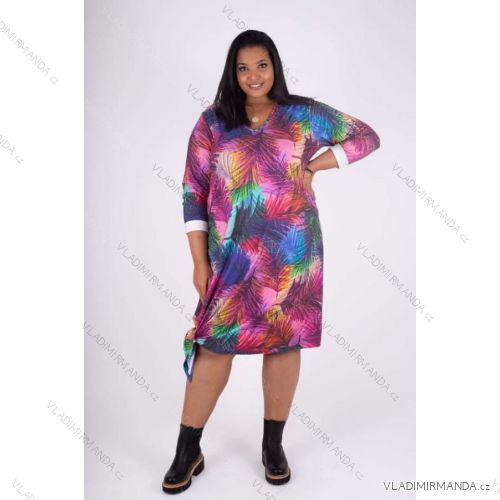 Šaty dlhý rukáv dámske nadrozmer (3XL) POSLKÁ MÓDA PMLE22006